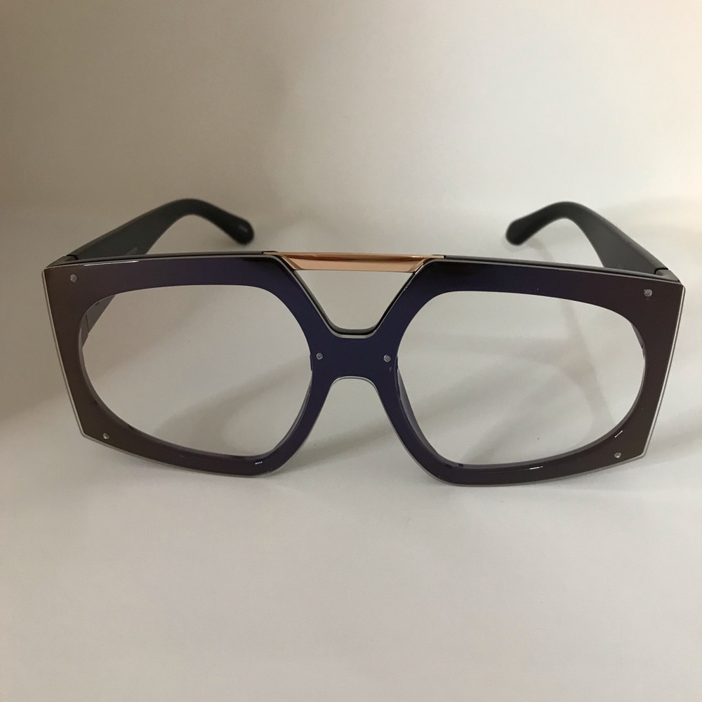 Retro Modern Geometric Oversize Clear Sunglasses